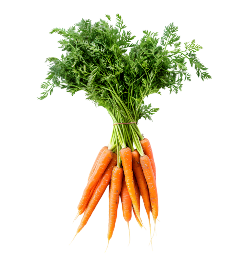 Carrots with green tops isolated on a transparent background png