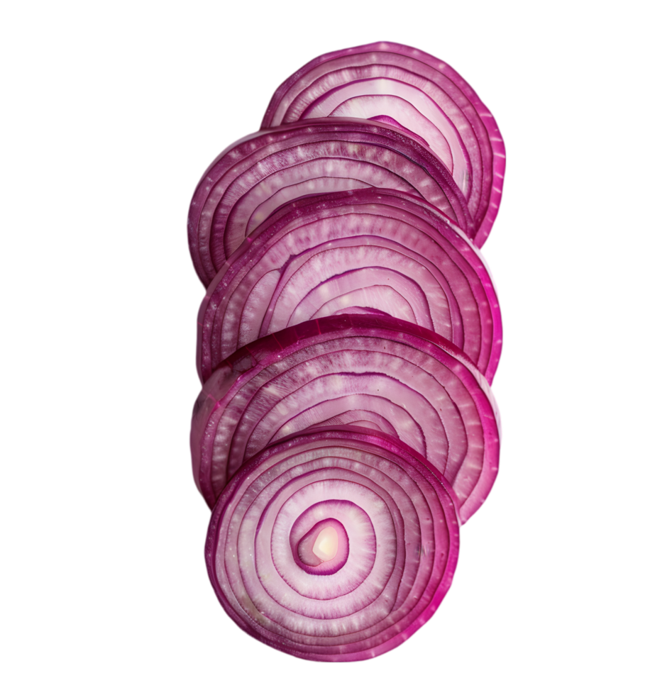 Red onion slices isolated on a transparent background png