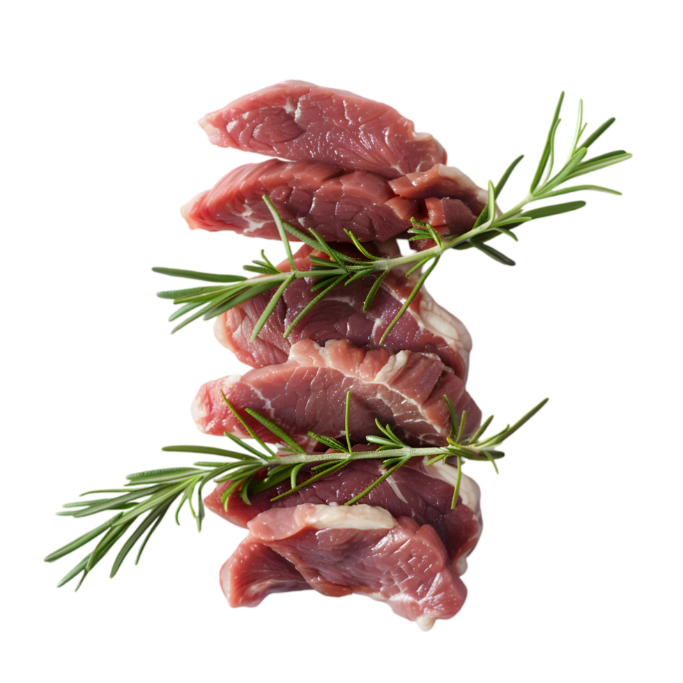 Stacked beef steaks with rosemary isolated on a transparent background png
