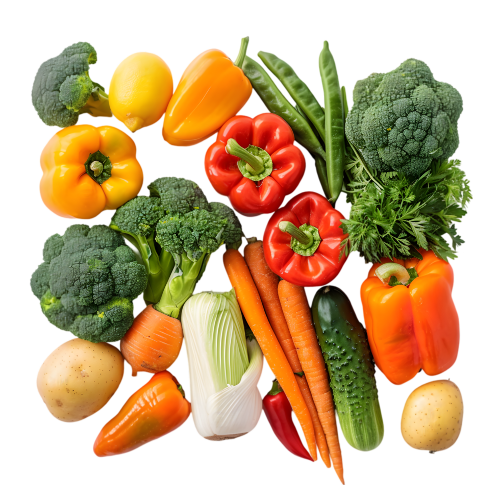 Fresh vegetables isolated on a transparent background png