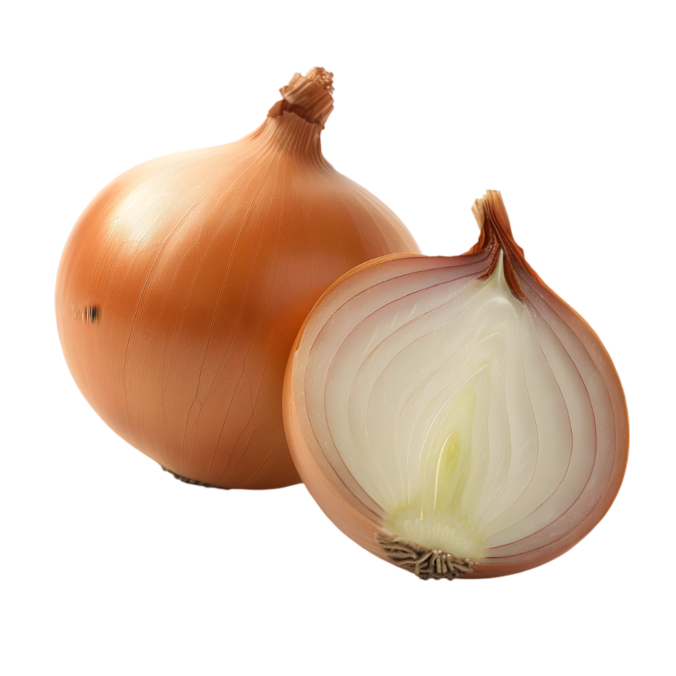 Brown onion and half isolated on a transparent background png