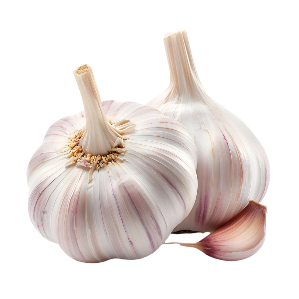Garlic bulbs and clove isolated on a transparent background png