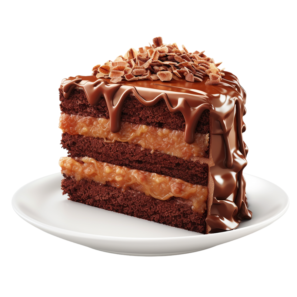 German Chocolate Cake against transparent background png