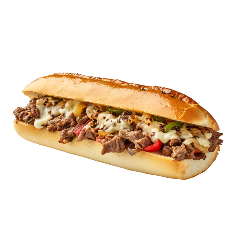 Philly Cheesesteak Submarine sandwich against transparent background png