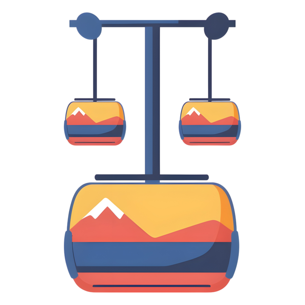 chairlift colored flat icon against transparent background png