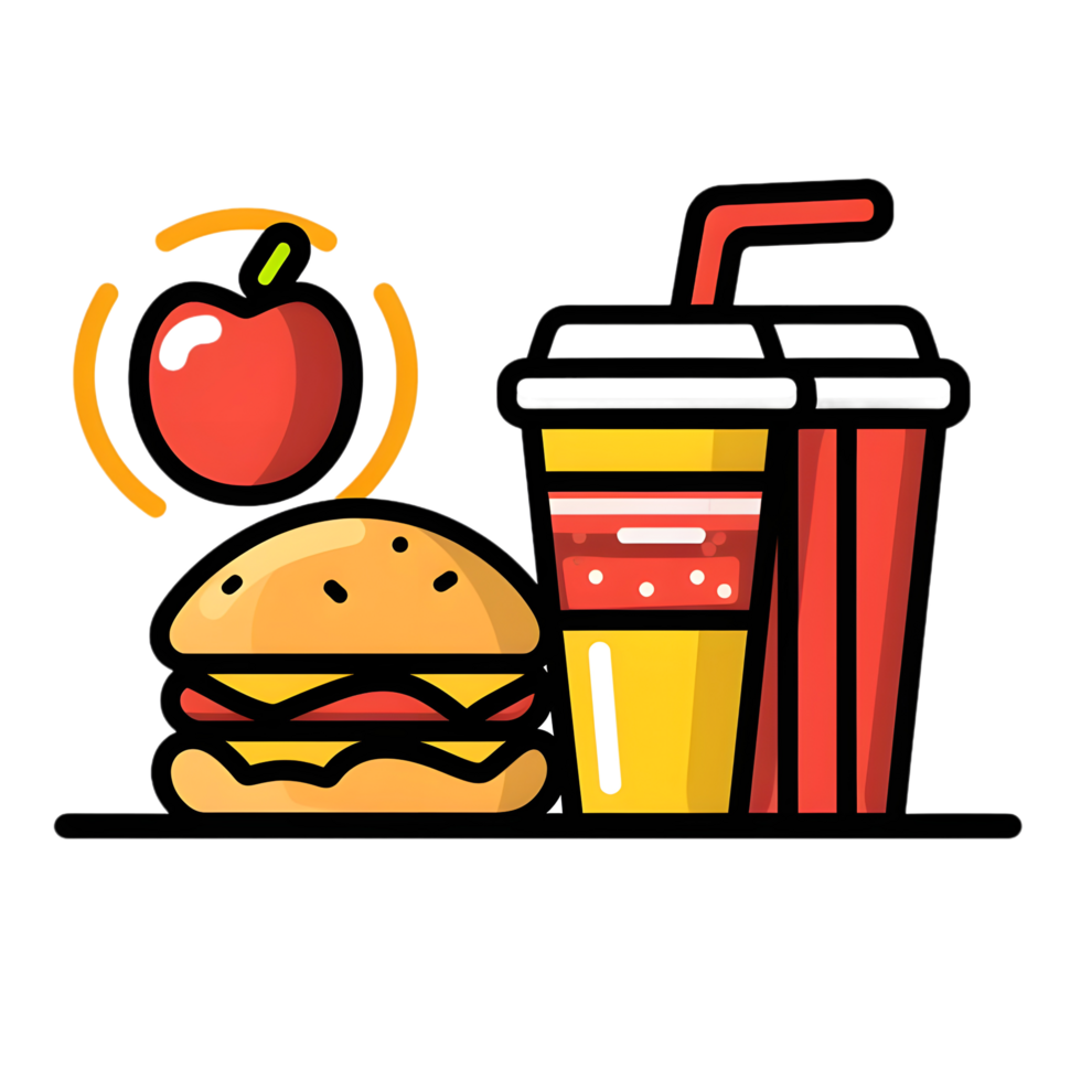 Food icon simple flat icon against transparent background Generated by Ai png