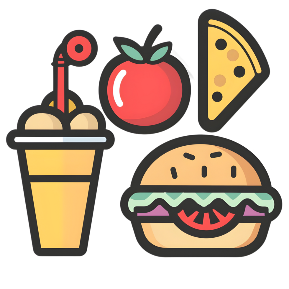 Food icon simple flat icon against transparent background Generated by Ai png