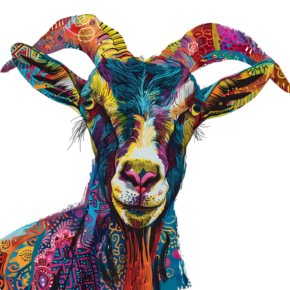 Goat silhouette Arabian pattern set against transparent background png