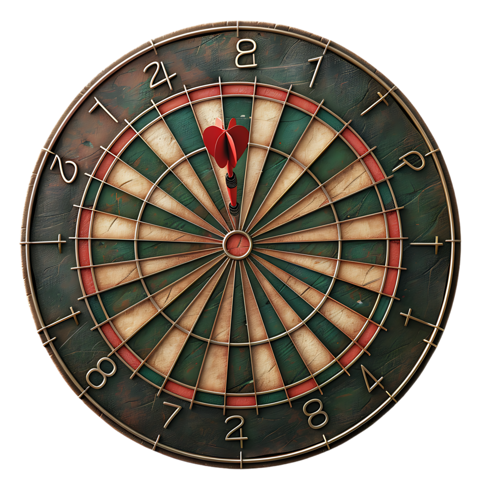 Dart board for target with bullseye arrow 3d icon on transparent background generated Ai png