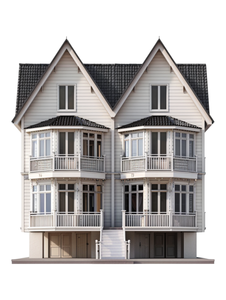 Quadruplex house on transparent background png