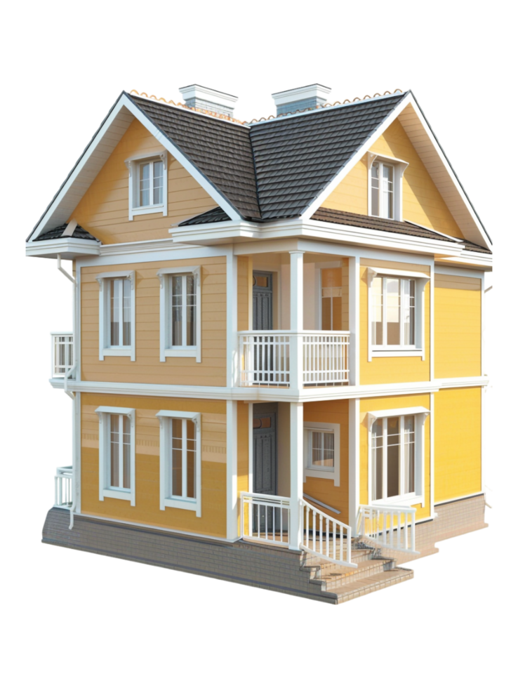 Quadruplex house on transparent background png