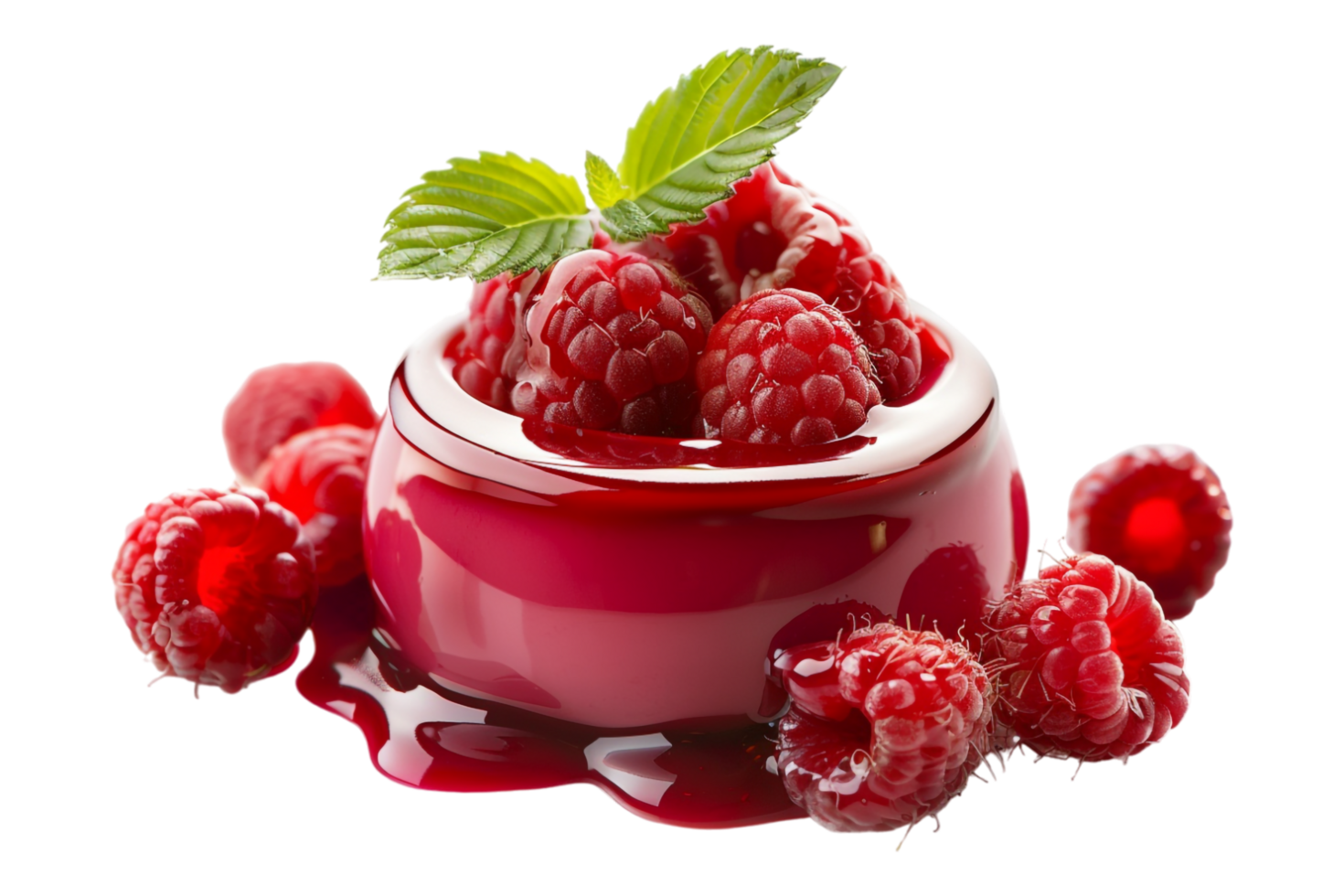 Raspberry pudding alone against transparent background png
