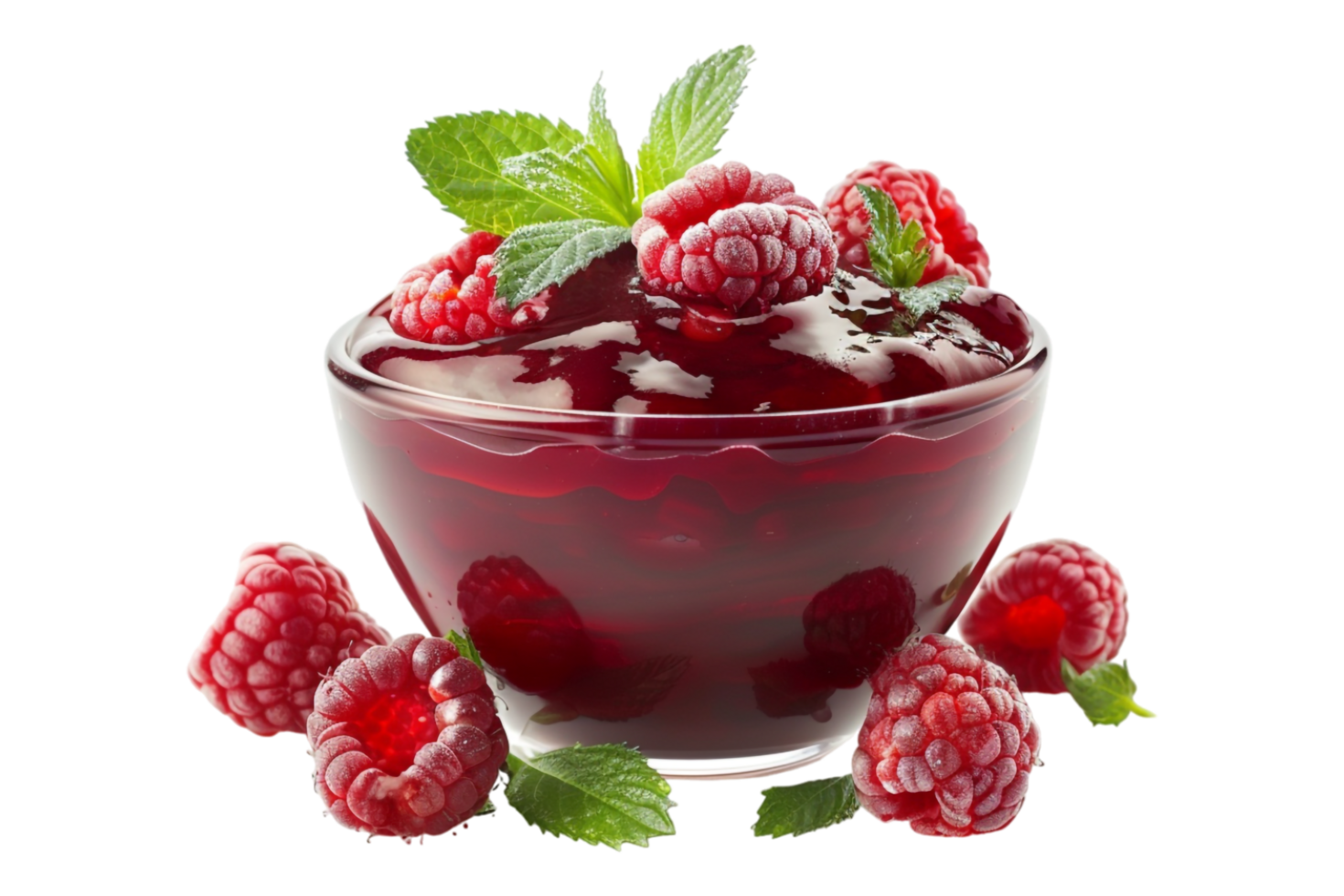 Raspberry pudding alone against transparent background png