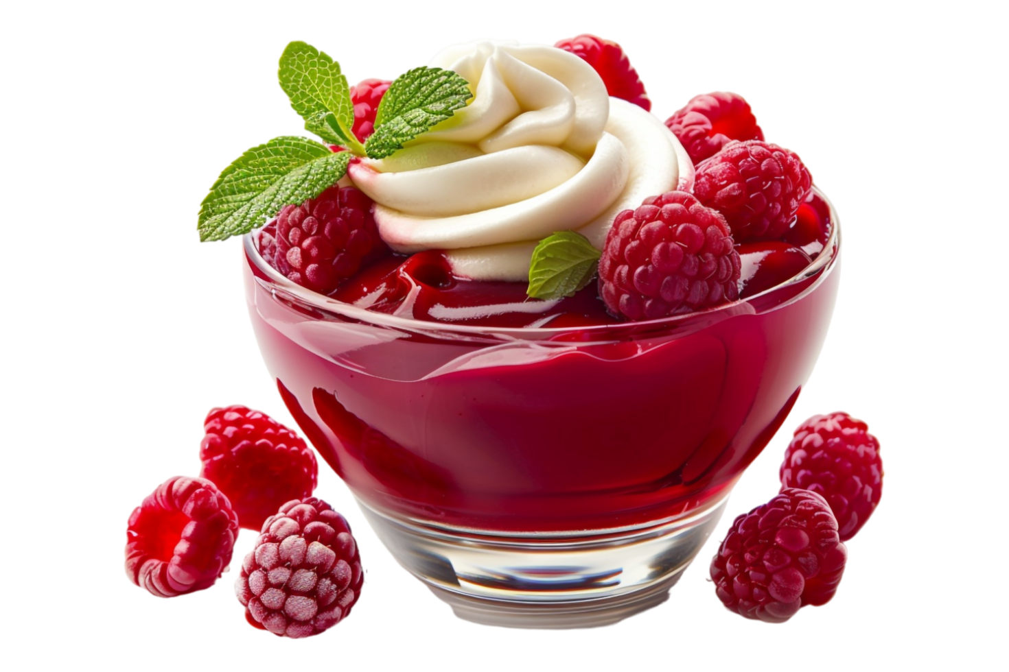 Raspberry pudding alone against transparent background png
