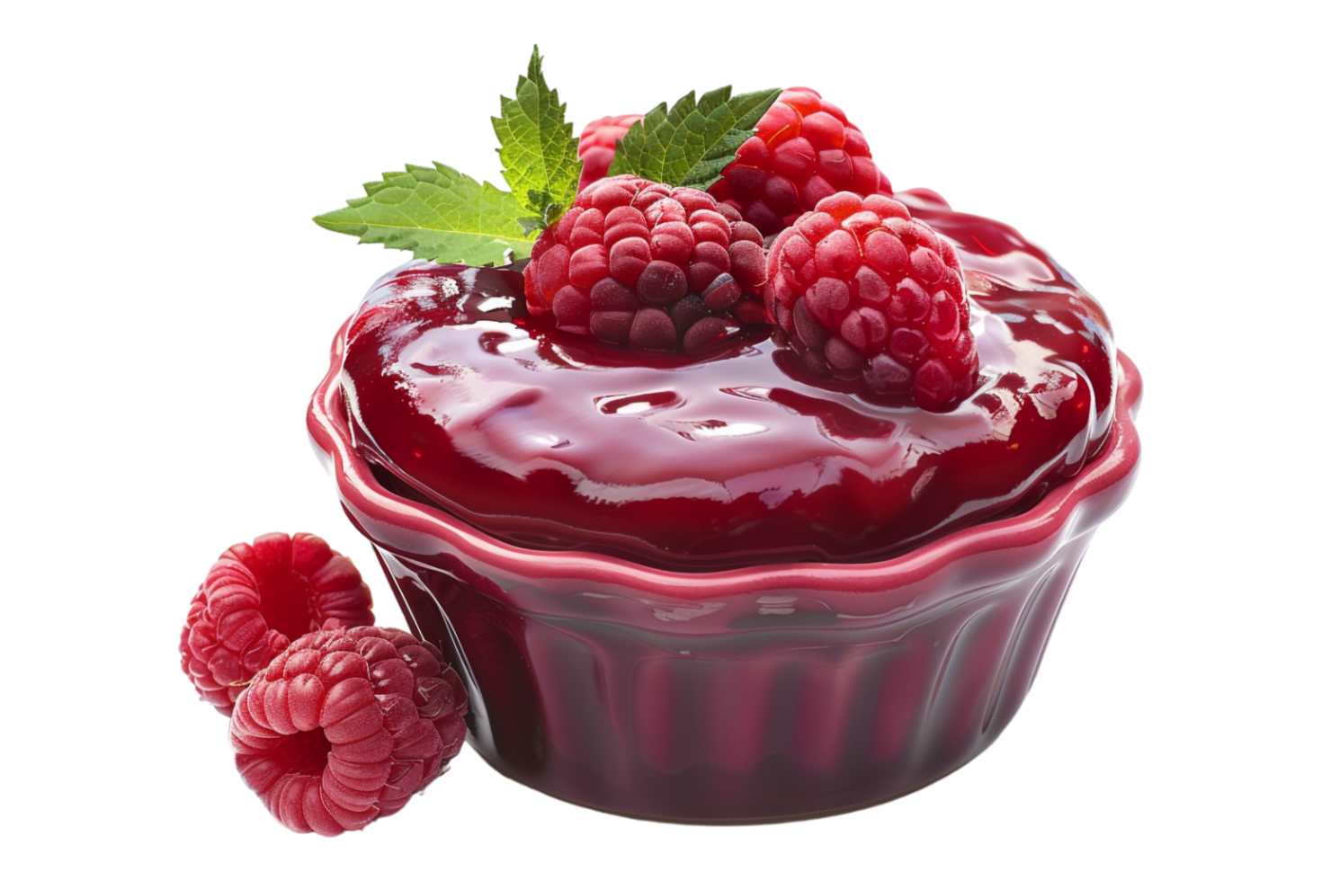 Raspberry pudding alone against transparent background png