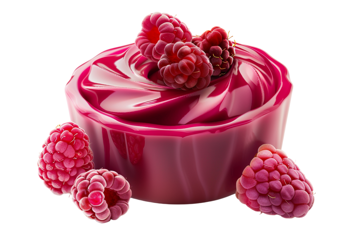 Raspberry pudding alone against transparent background png