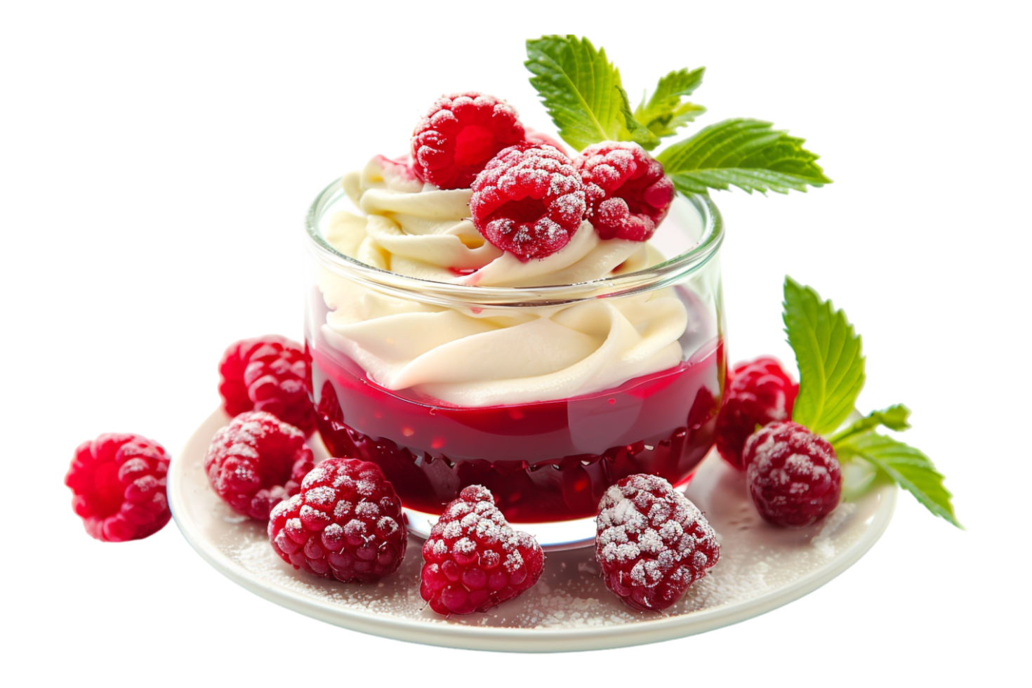 Raspberry pudding alone against transparent background png