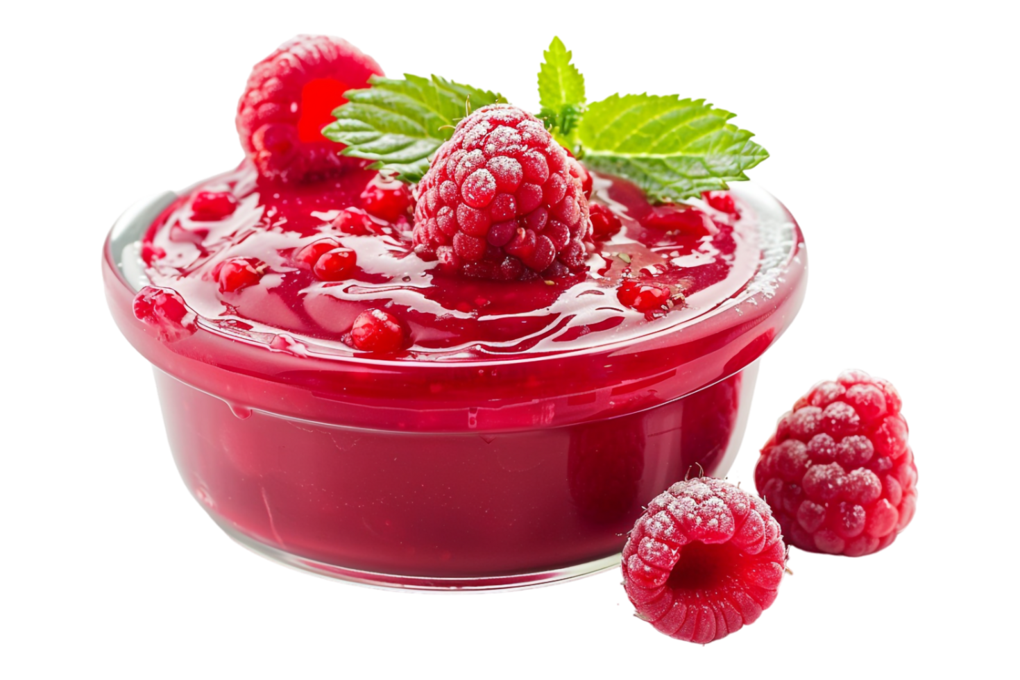 Raspberry pudding alone against transparent background png