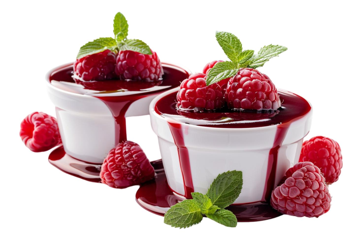 Raspberry pudding alone against transparent background png