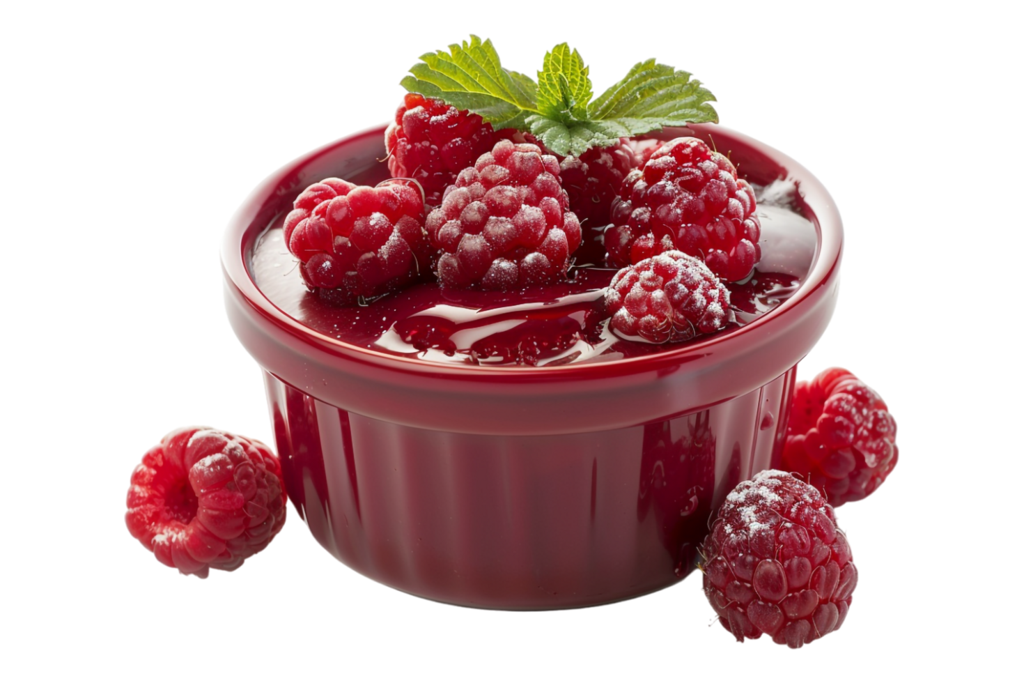 Raspberry pudding alone against transparent background png