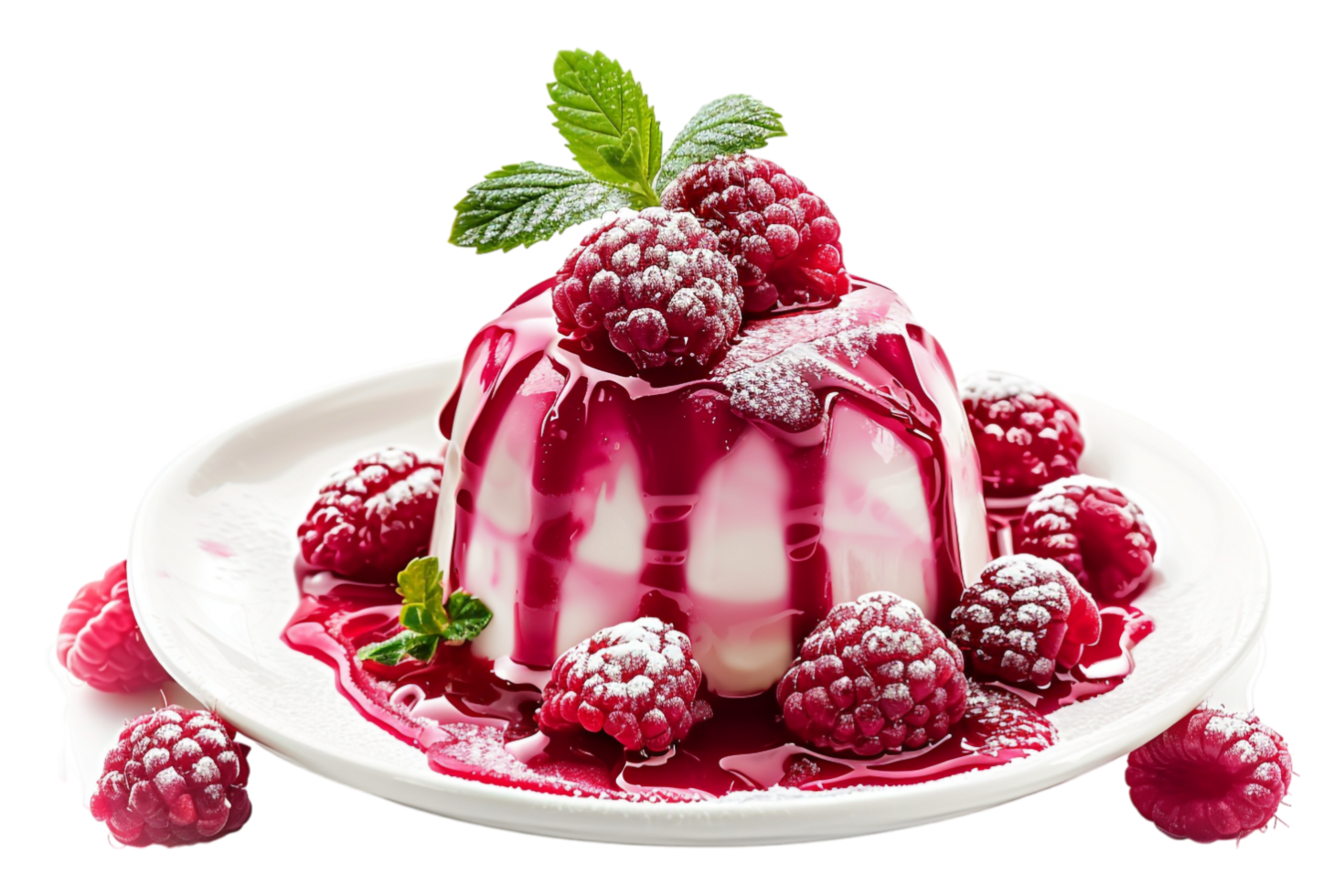 Raspberry pudding alone against transparent background png