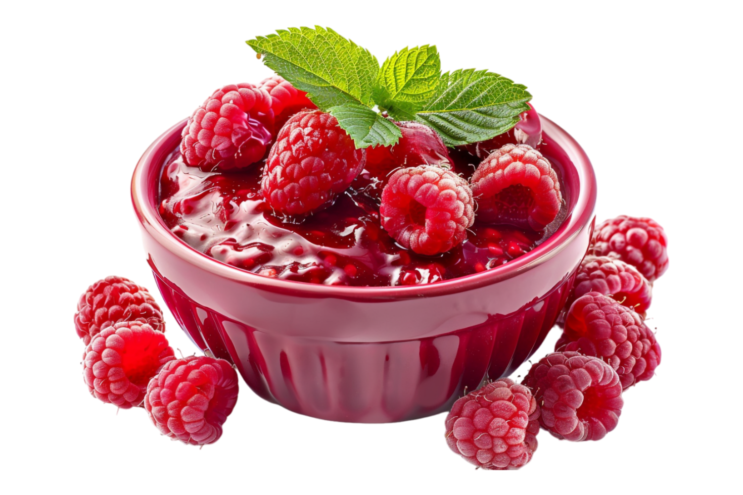 Raspberry pudding alone against transparent background png