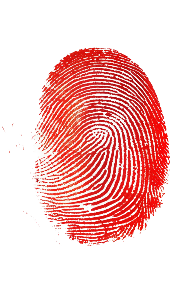 Red human fingerprint isolated on transparent background png