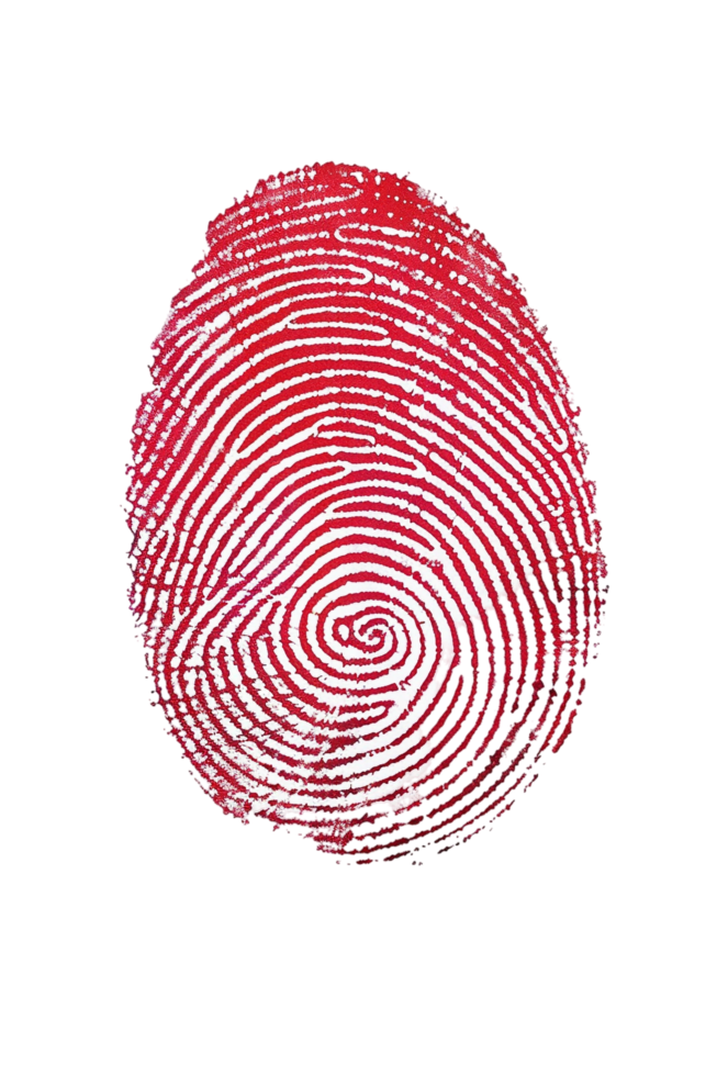 Red human fingerprint isolated on transparent background png