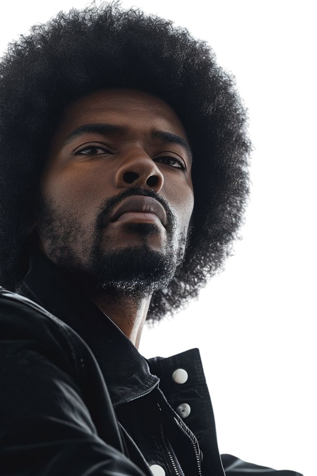 Retro afro man alone against transparent background png