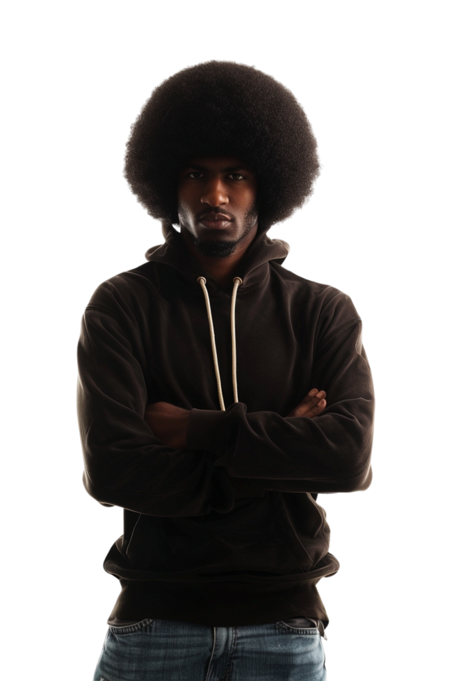 Retro afro man alone against transparent background png