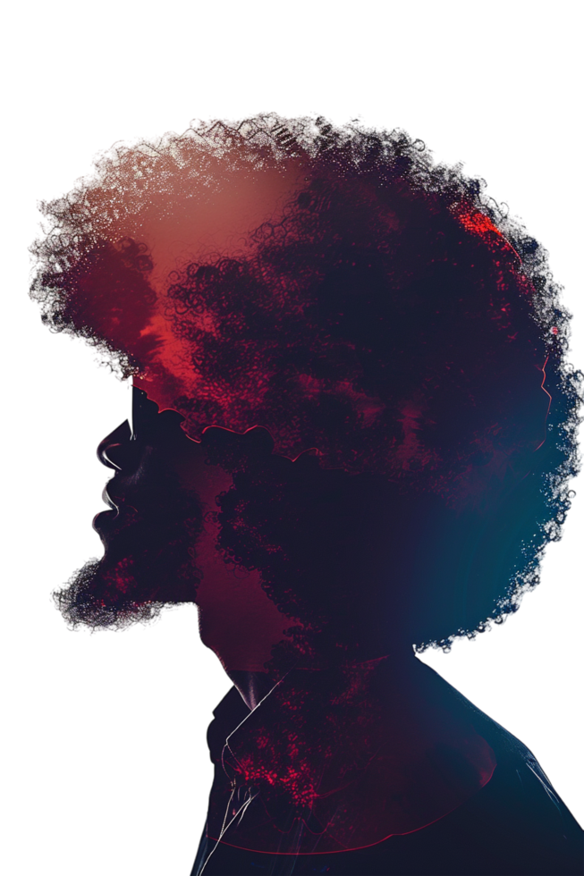 Retro afro man alone against transparent background png