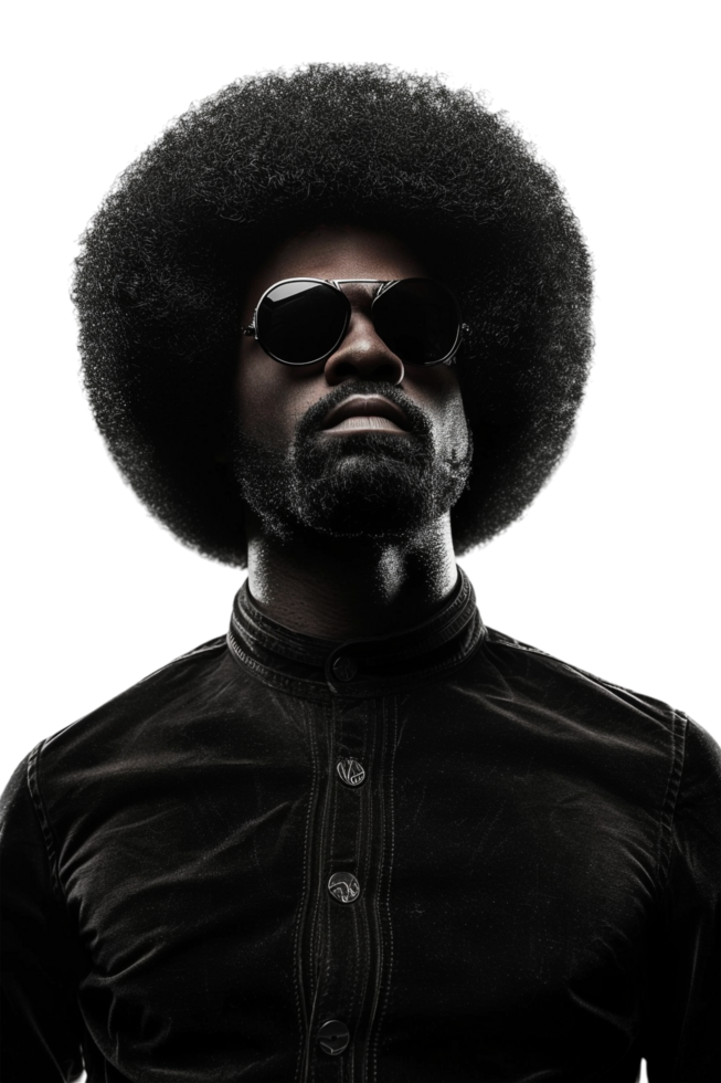 Retro afro man alone against transparent background png