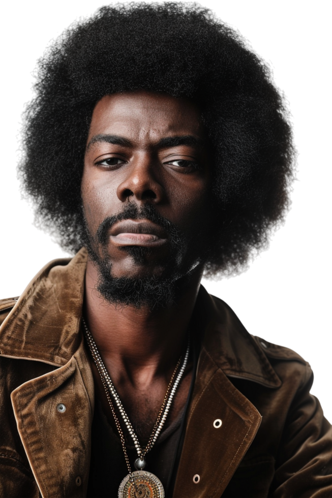 Retro afro man alone against transparent background png