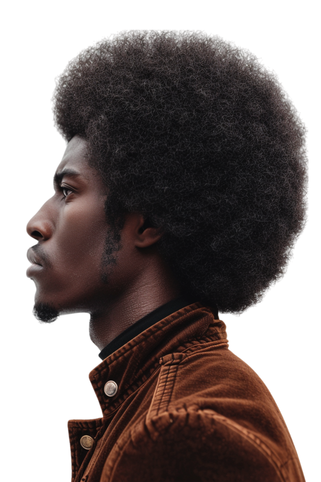 Retro afro man alone against transparent background png