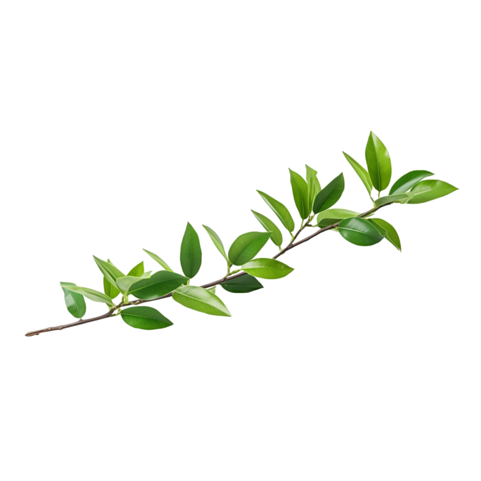 A branch of a plant with green leaves on transparent background png