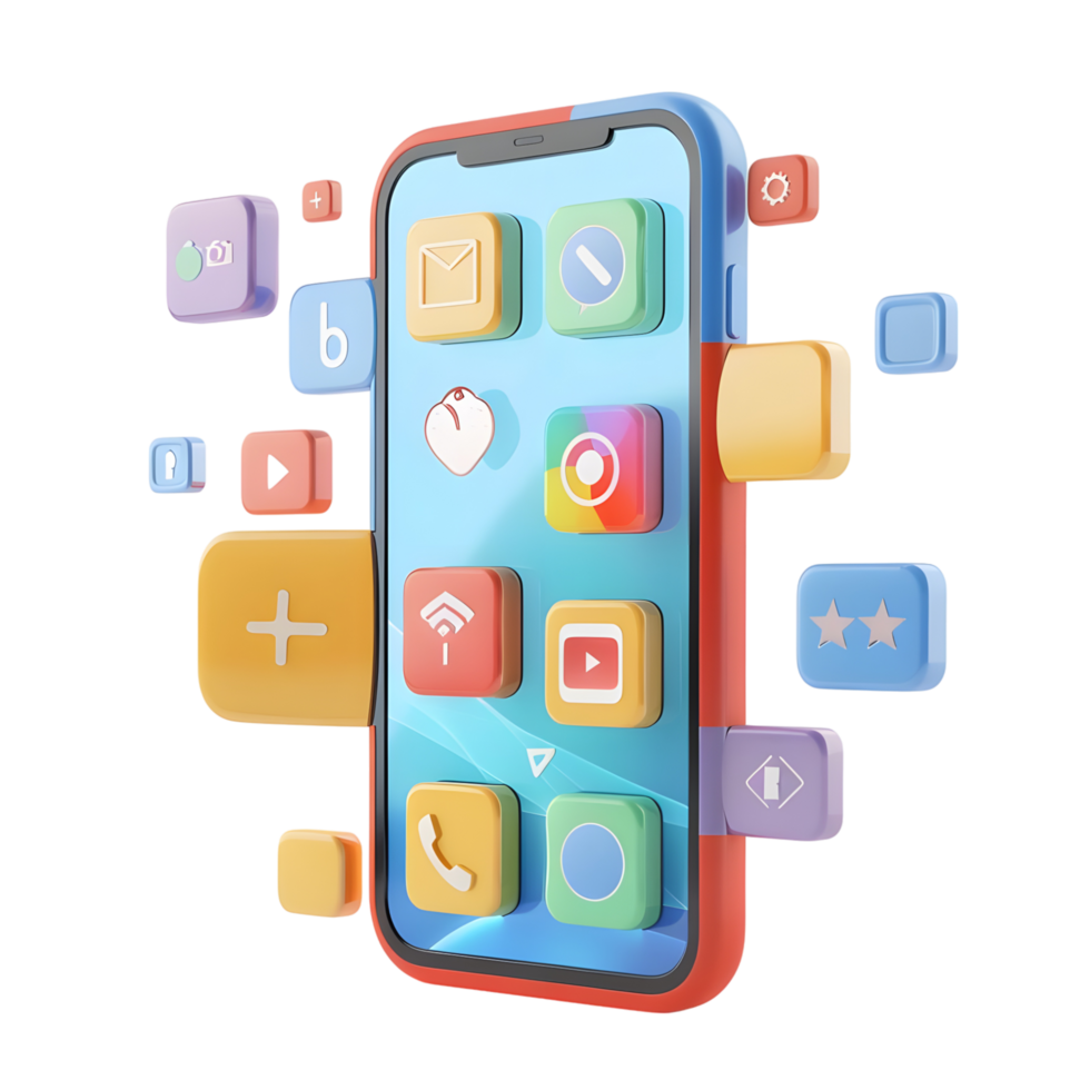 Isolated 3d rendering of smartphone against transparent background png