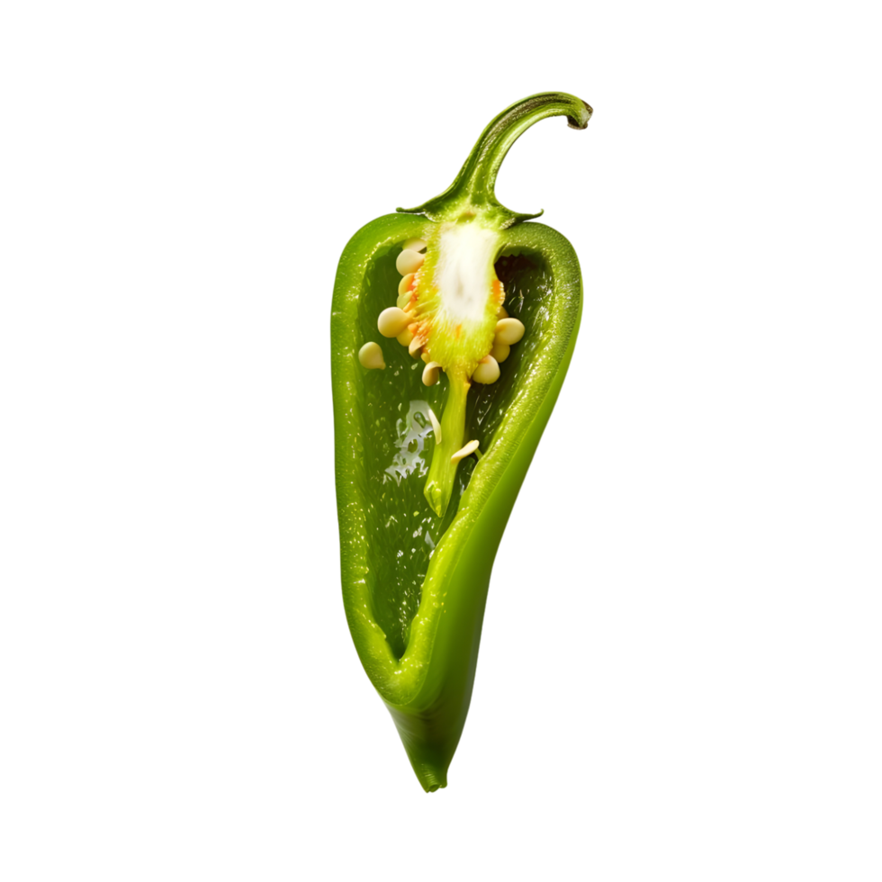 A serrano chili with cut against transparent background png