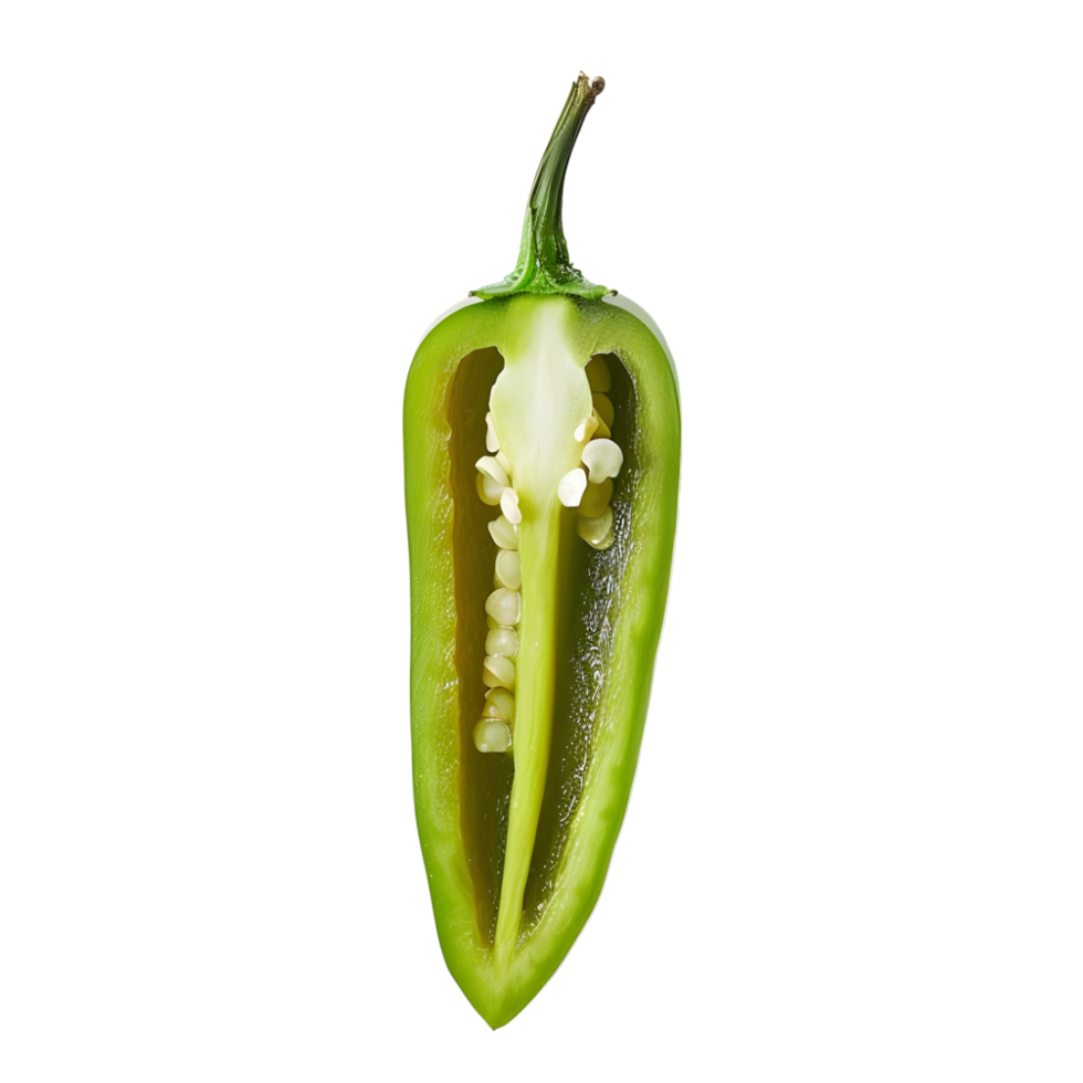 A serrano chili with cut against transparent background png