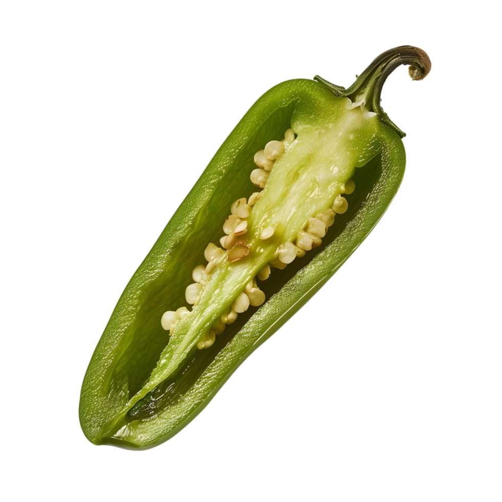 A serrano chili with cut against transparent background png