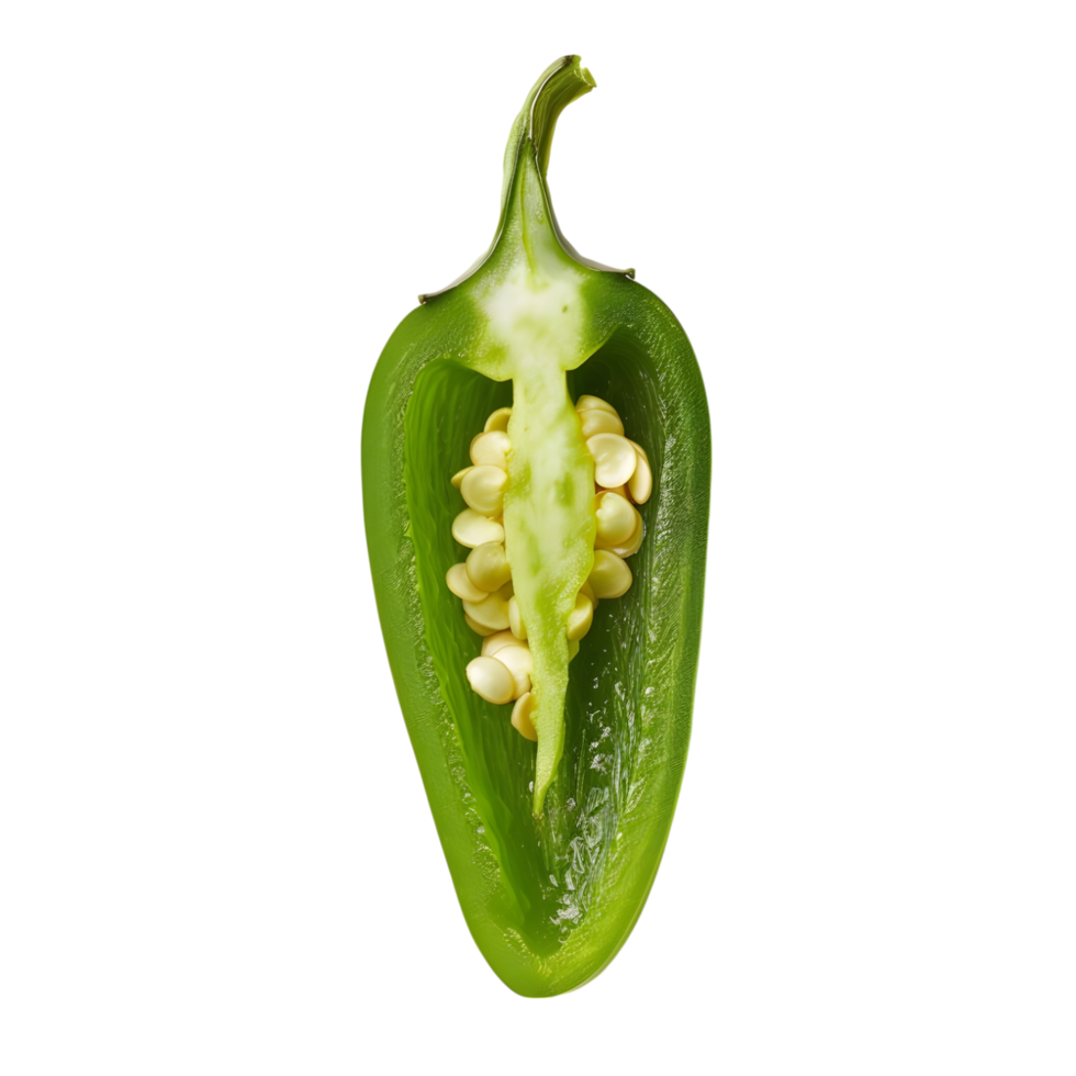 A serrano chili with cut against transparent background png