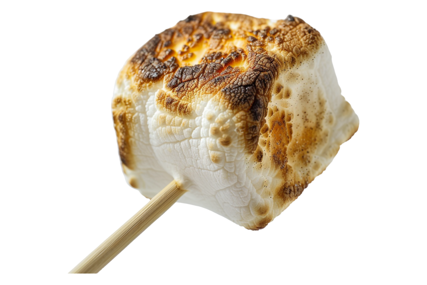 Roasted marshmallow on stick alone against transparent background png