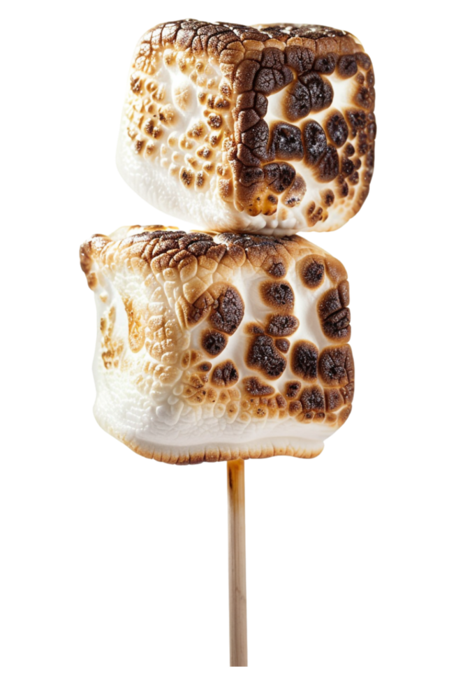 Roasted marshmallow on stick alone against transparent background png