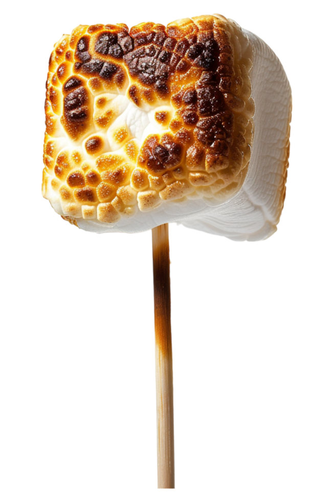 Roasted marshmallow on stick alone against transparent background png