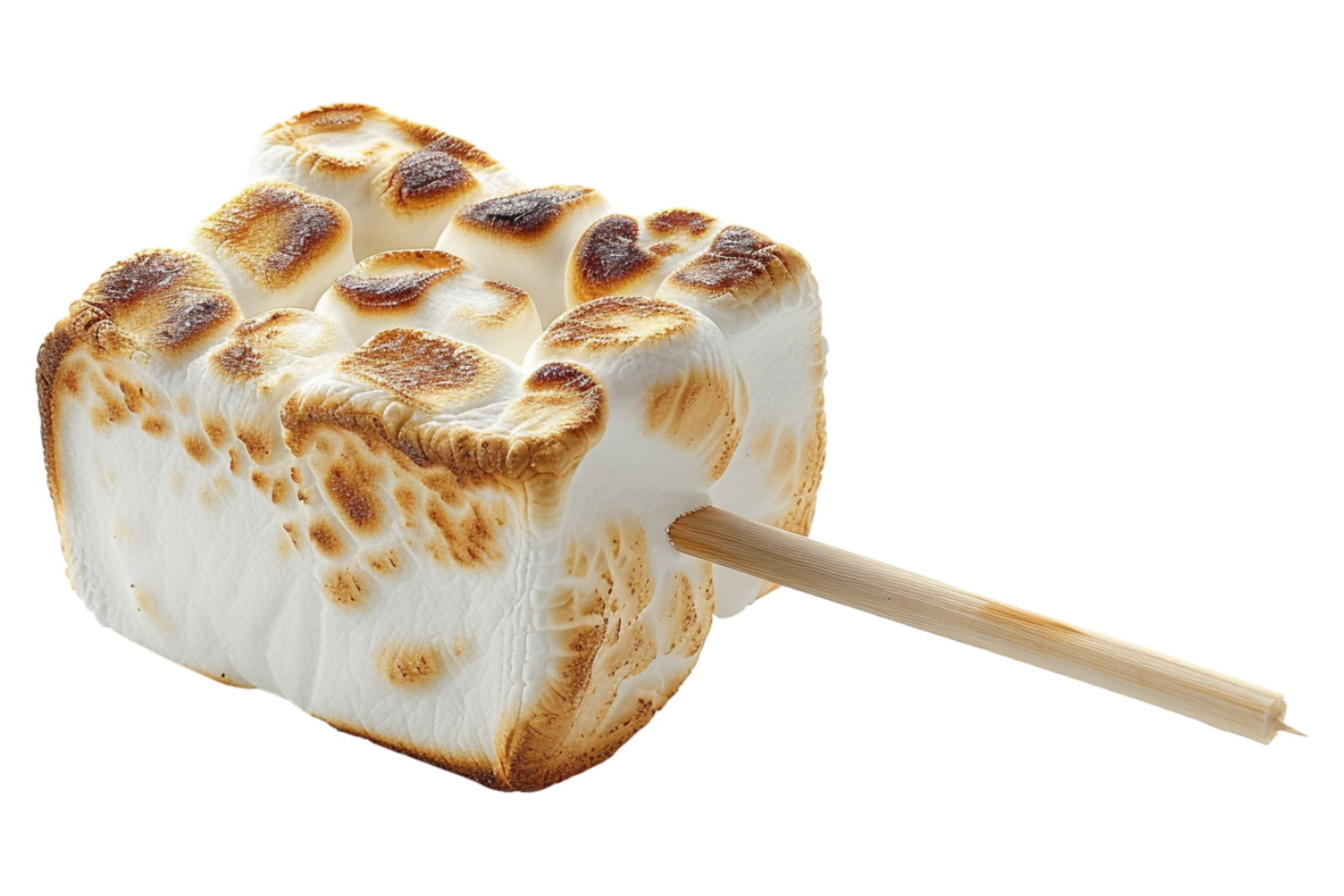Roasted marshmallow on stick alone against transparent background png