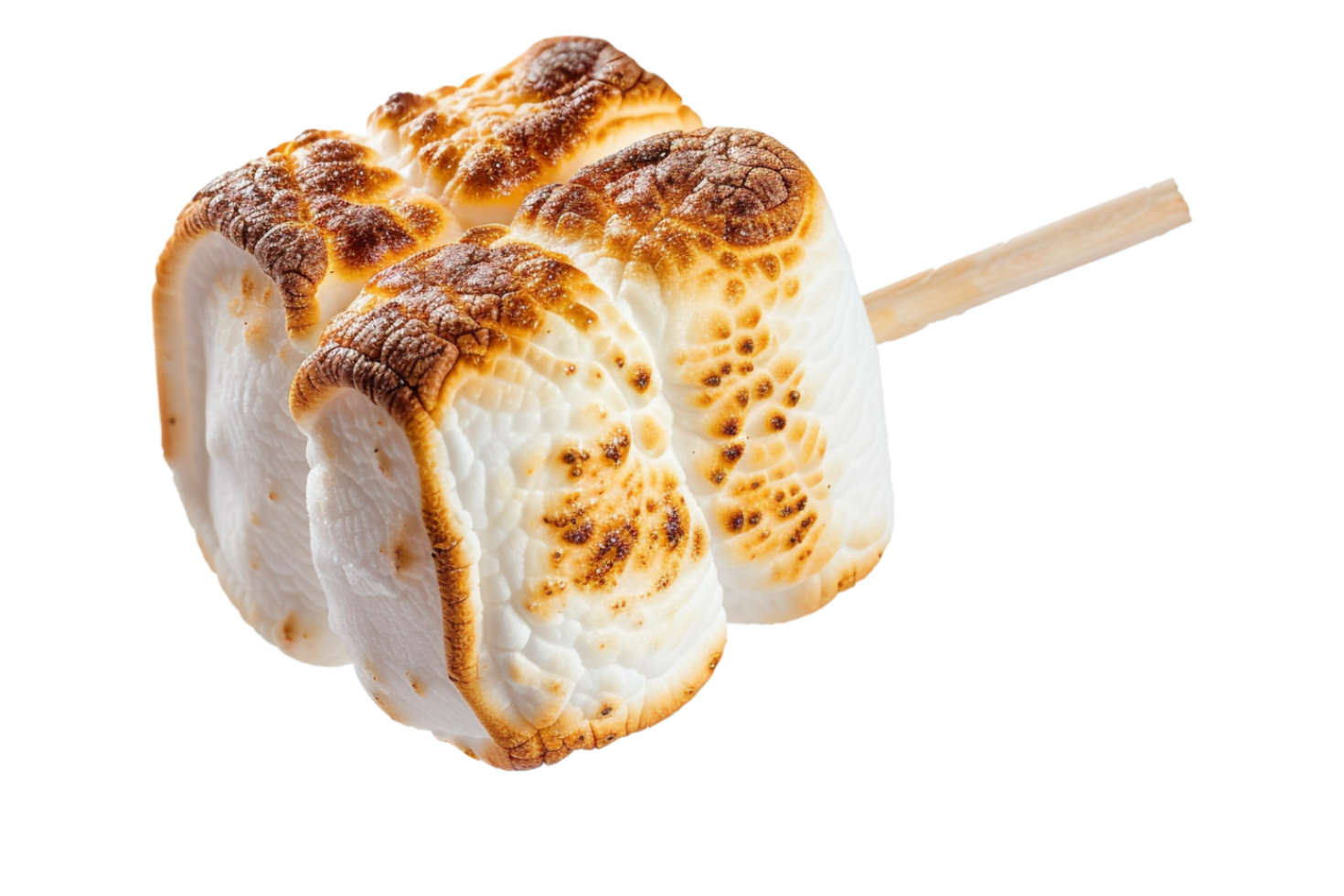 Roasted marshmallow on stick alone against transparent background png