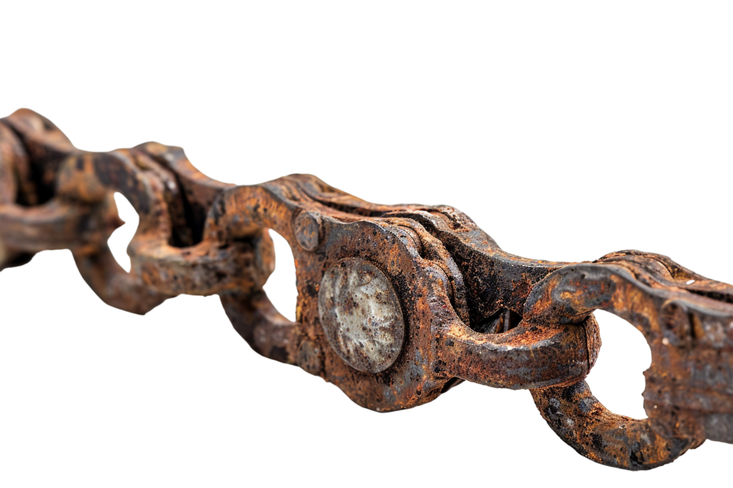 Rusty bicycle chain on transparent background png