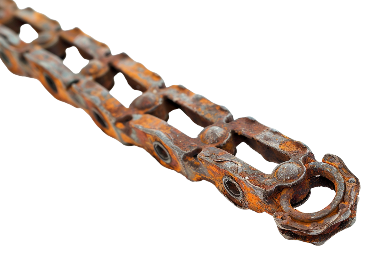 Rusty bicycle chain on transparent background png