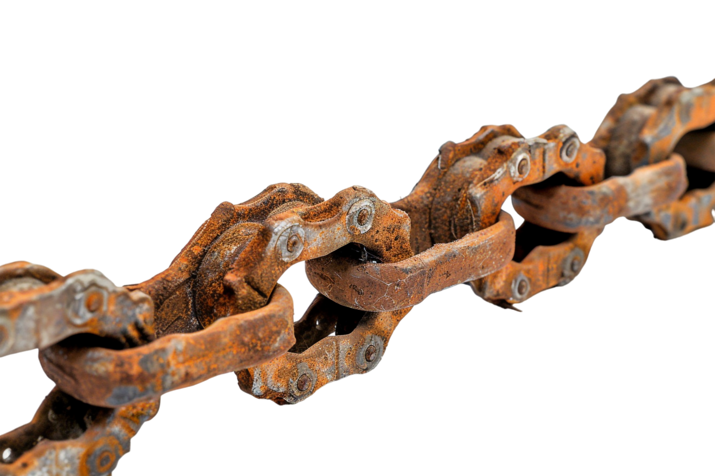 Rusty bicycle chain on transparent background png