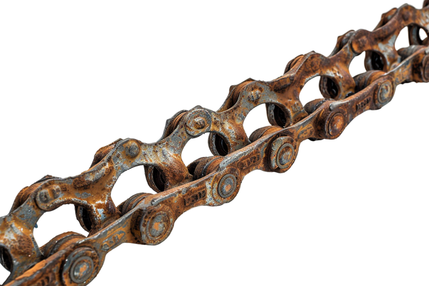 Rusty bicycle chain on transparent background png