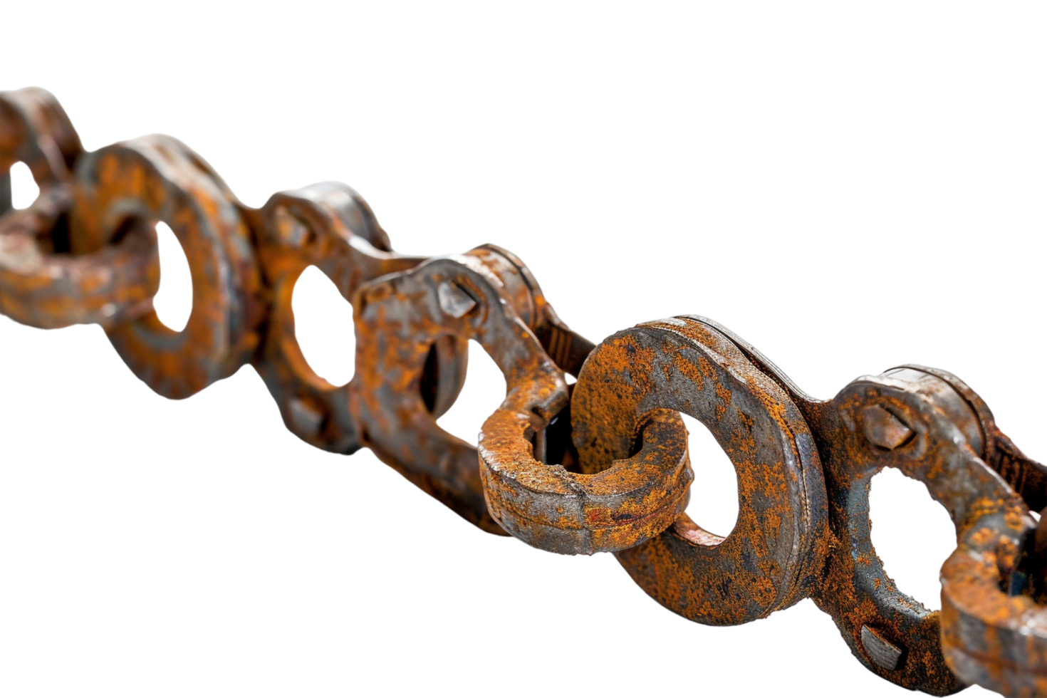 Rusty bicycle chain on transparent background png